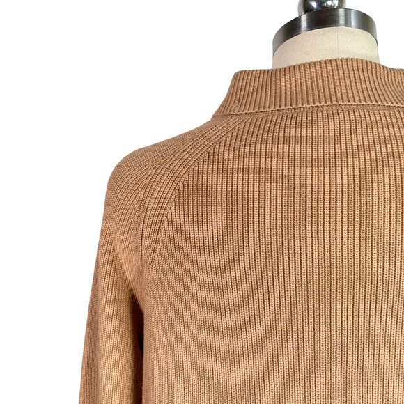 SOLD talbots tan 100% pima cotton ribbed knit sweater Mp petite medium - Picture 5 of 11